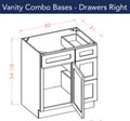 Shaker Blue Ocean Dark Vanity Sink Base 3021 with Drawers Right