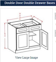 Unfinished Birch Shaker Base 42 Has Two Doors and Two Drawers