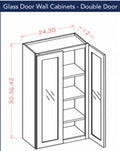 Shaker White Wall 3042 Glass Door Cabinet
