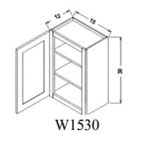Unfinished Birch Shaker Wall Cabinet 15" W × 30" H x 12" D